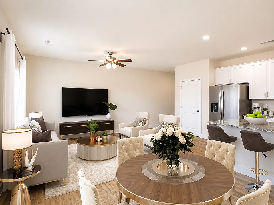 Bright Open-Concept Living and Dining Area with Modern Finishes