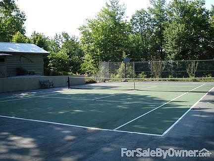 Tennis court, part of garage