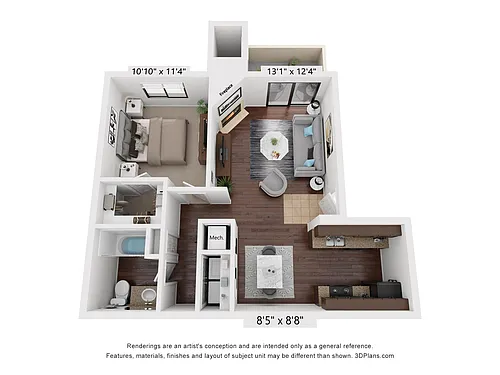 Floor plan 1X1-652