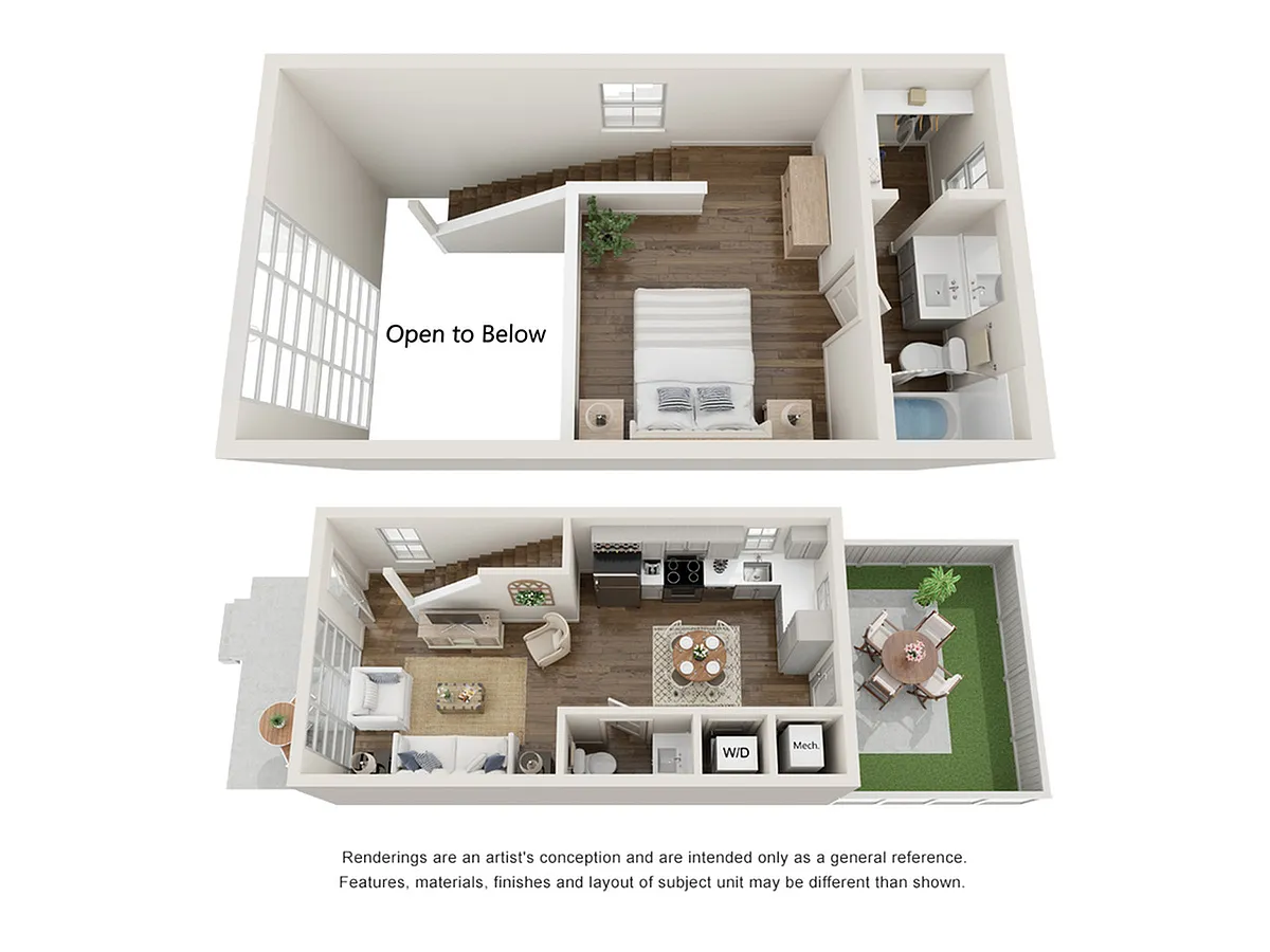 Floor plan 1 Bed Palmetto Loft
