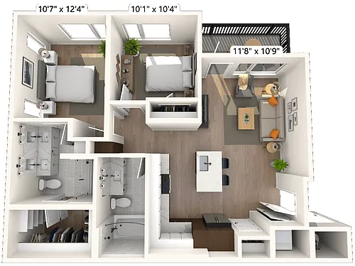 Floor plan 2B1.3 2x2 904 SF-FP