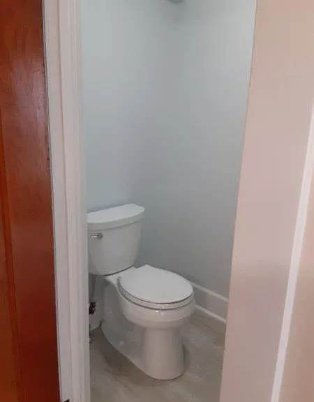 Powder room is tiled