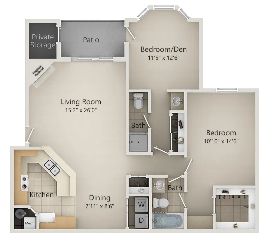 Floor plan 2 bedroom standard