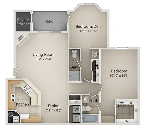 Floor plan 2 bedroom standard