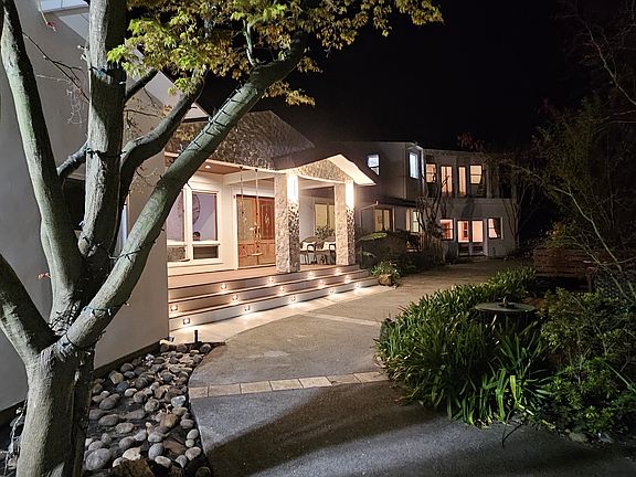 Front - from the entry gate in the evening