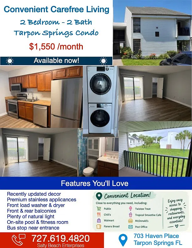 Available Immediately - 2BR 2BA Tarpon Springs Condo - Convenience & Carefree Living Awaits — Photo 1