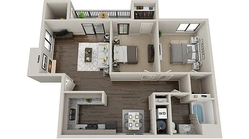 Floor plan Two Bedroom and One Bath