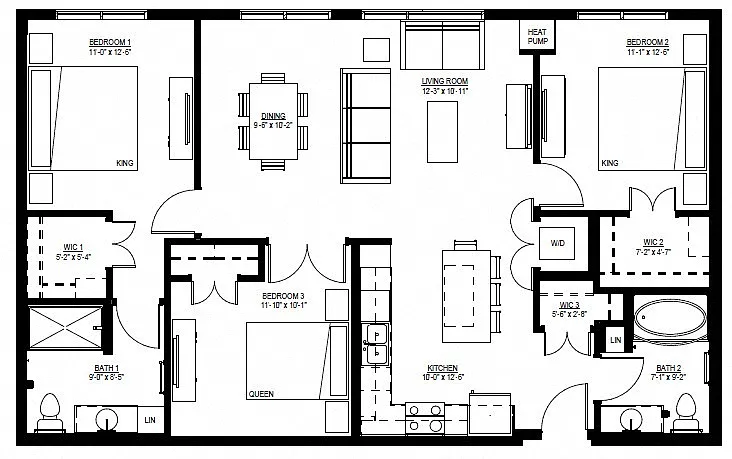 Floor plan Three Bedroom - L (60%)