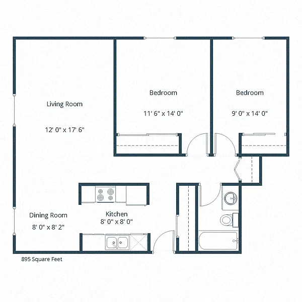 Floor plan Two Bedroom 21A