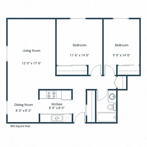Floor plan Two Bedroom 21A