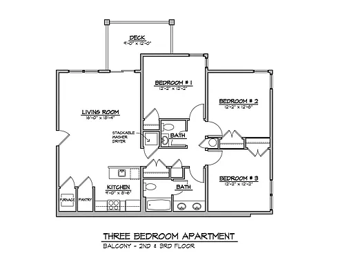Floor plan 3 Bedroom 2nd-3rd Floor