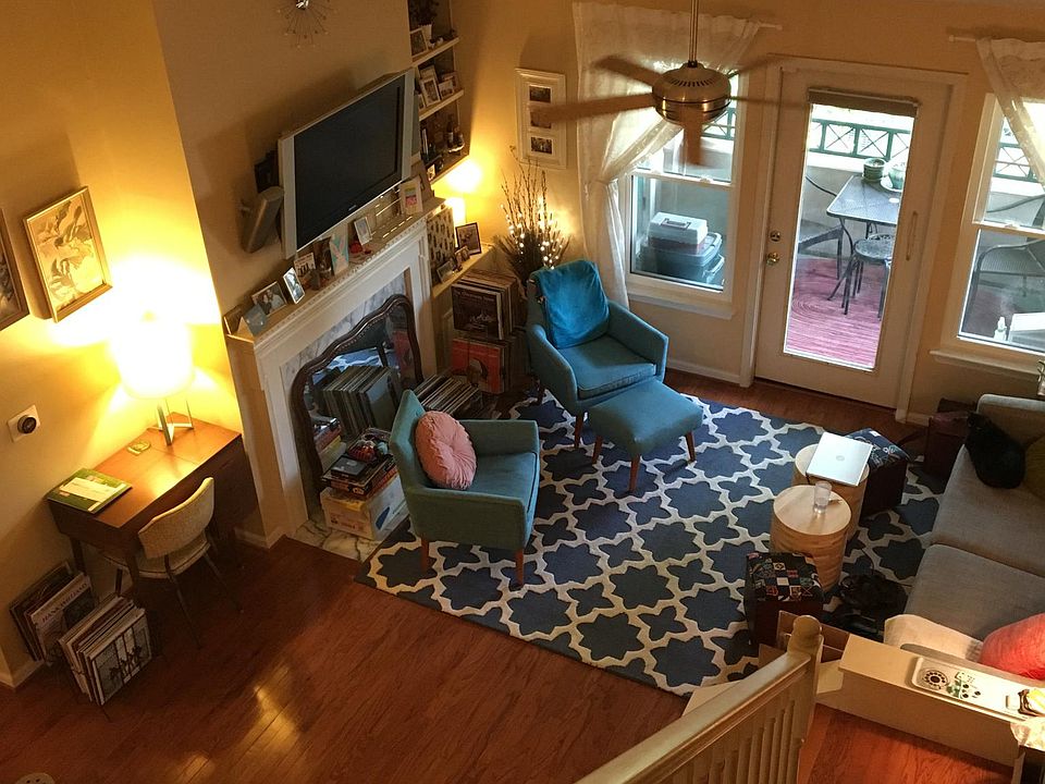 Looking down to living area from loft. 