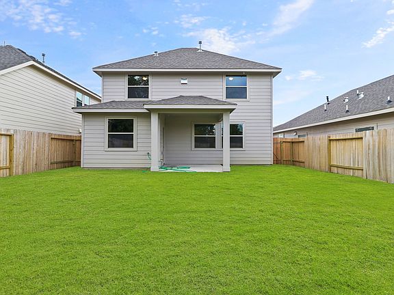 Covered patio in backyard