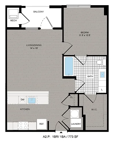 Floor plan 1BR/1BA