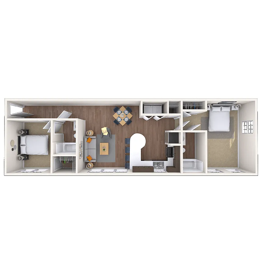 Floor plan Traditional 2x2 969-994 SF