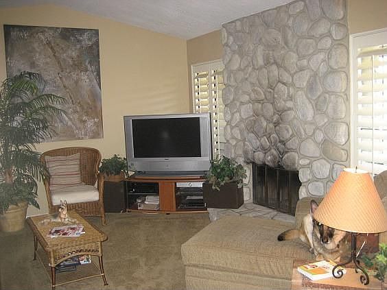 Custom River Rock Fireplace