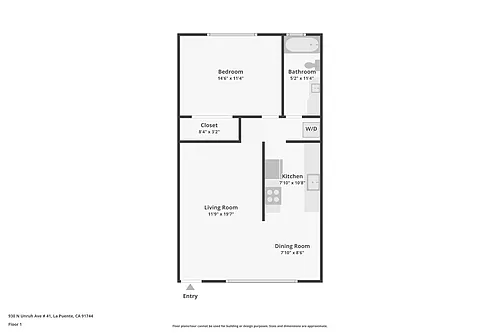 Floor plan 1 Bed 1 Bath - 930 N. Unruh
