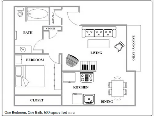 Floor plan One Bedroom One Bath
