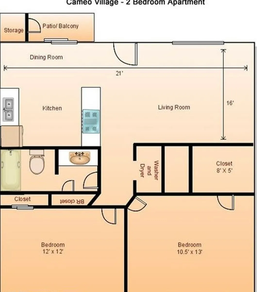Floor plan 2-Bed