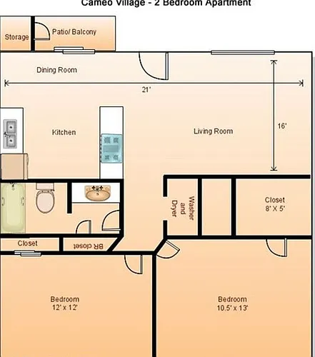 Floor plan 2-Bed
