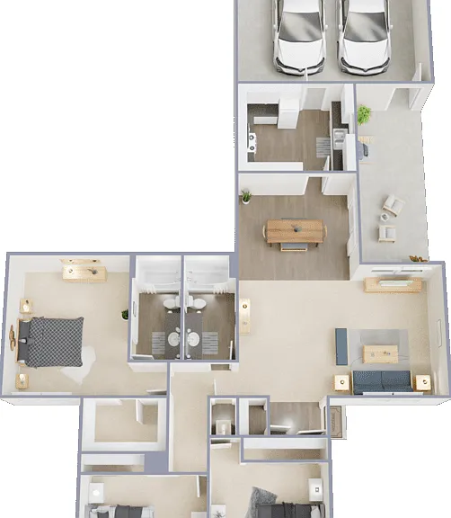 3 Bed 2 Bath Floorplan Diagram