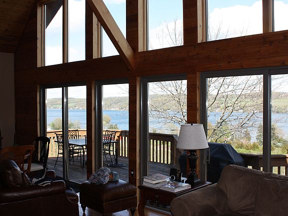 Large deck with panoramic Keuka lake views