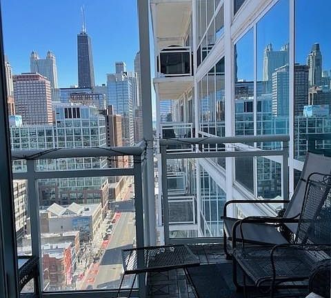 Private balcony looking east from living room.