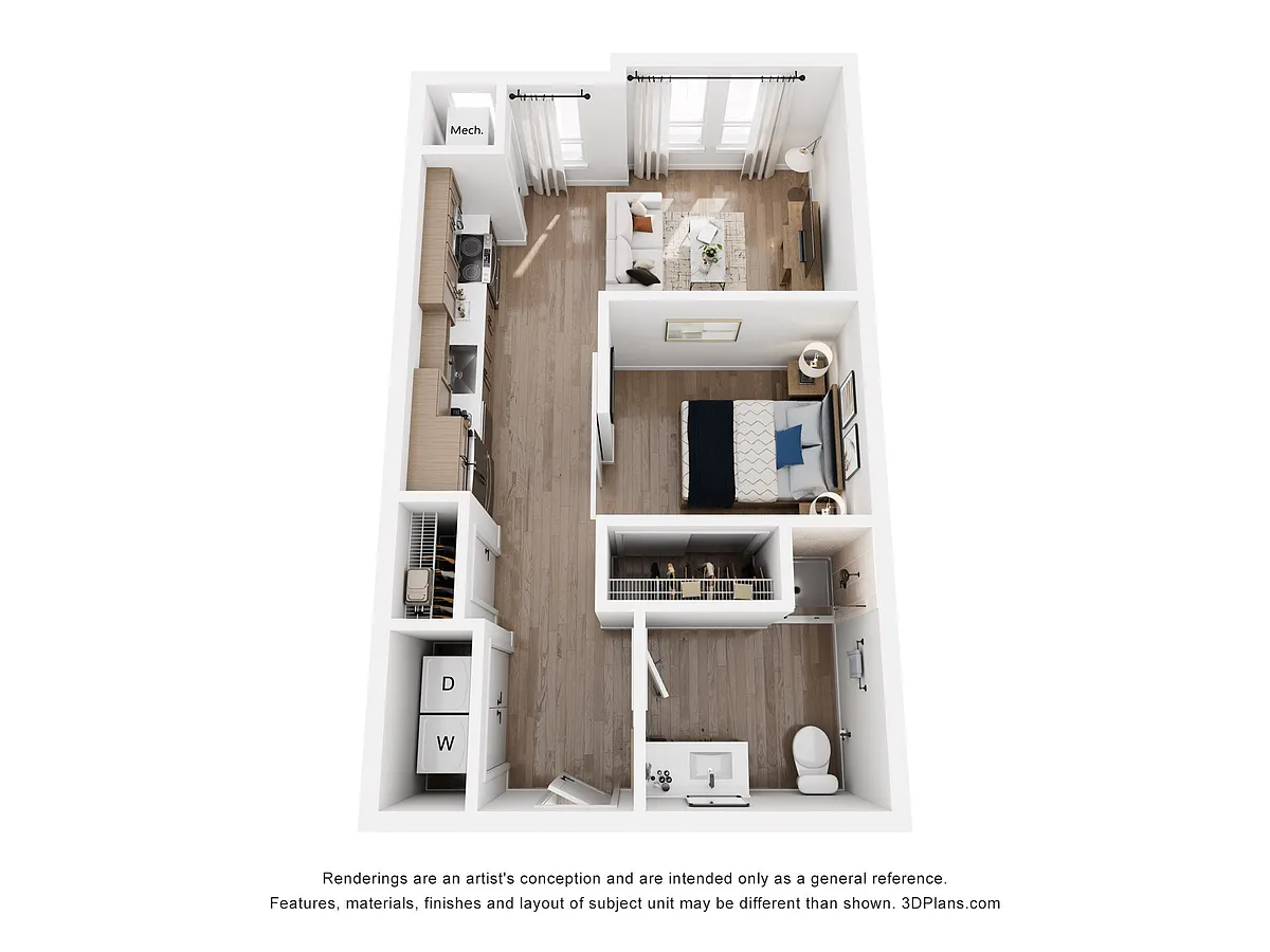 Floor plan Urban 1 Bedroom B5 ADA