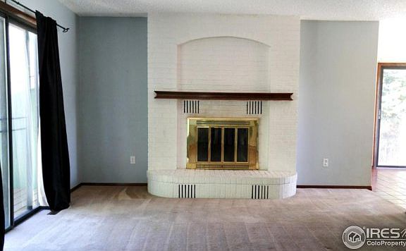 Wood burning fireplace in the living room