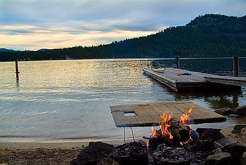 beach firepit and dock