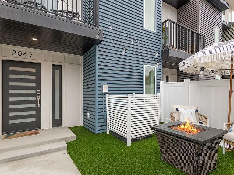 Gated, landscaped front yard
