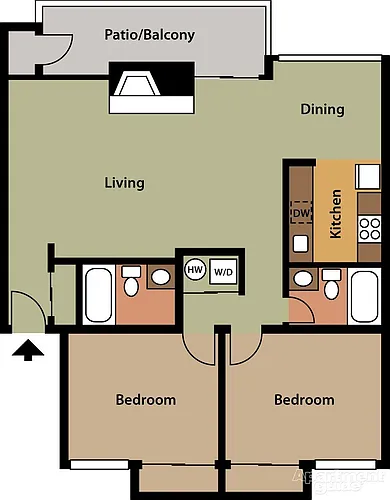 Floor plan Two Bedroom Two Bath