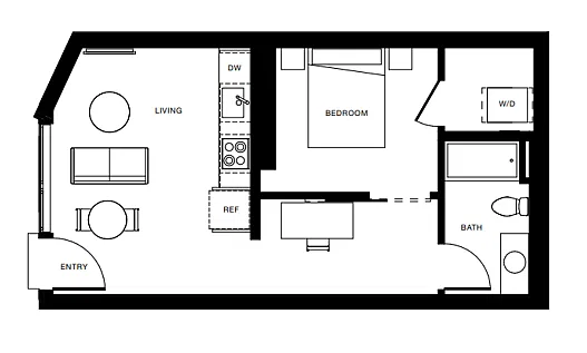 Floor plan Urban 1 Bedroom U1