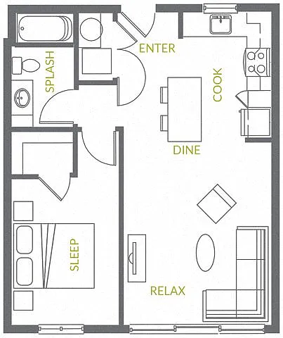Floor plan Azalea | 1x1