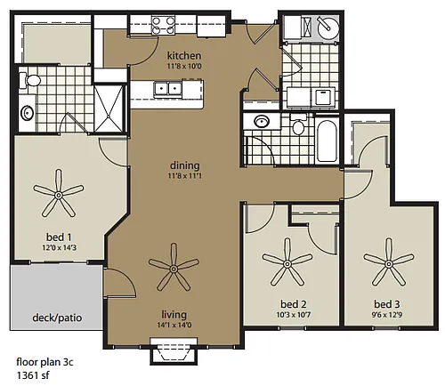 Floor plan 3M 1360 sf