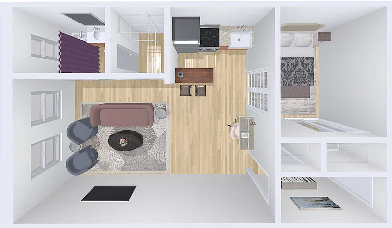 Floor plan 1bd/1b 10
