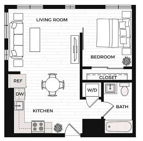 Floor plan 1X1 E