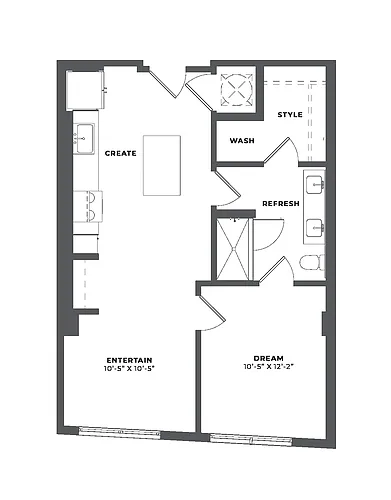 Floor plan 1 Bed/1 Bath-AJ1