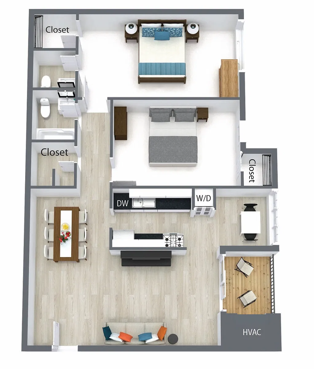 Floor plan 2 Bedroom 1.5 Bath