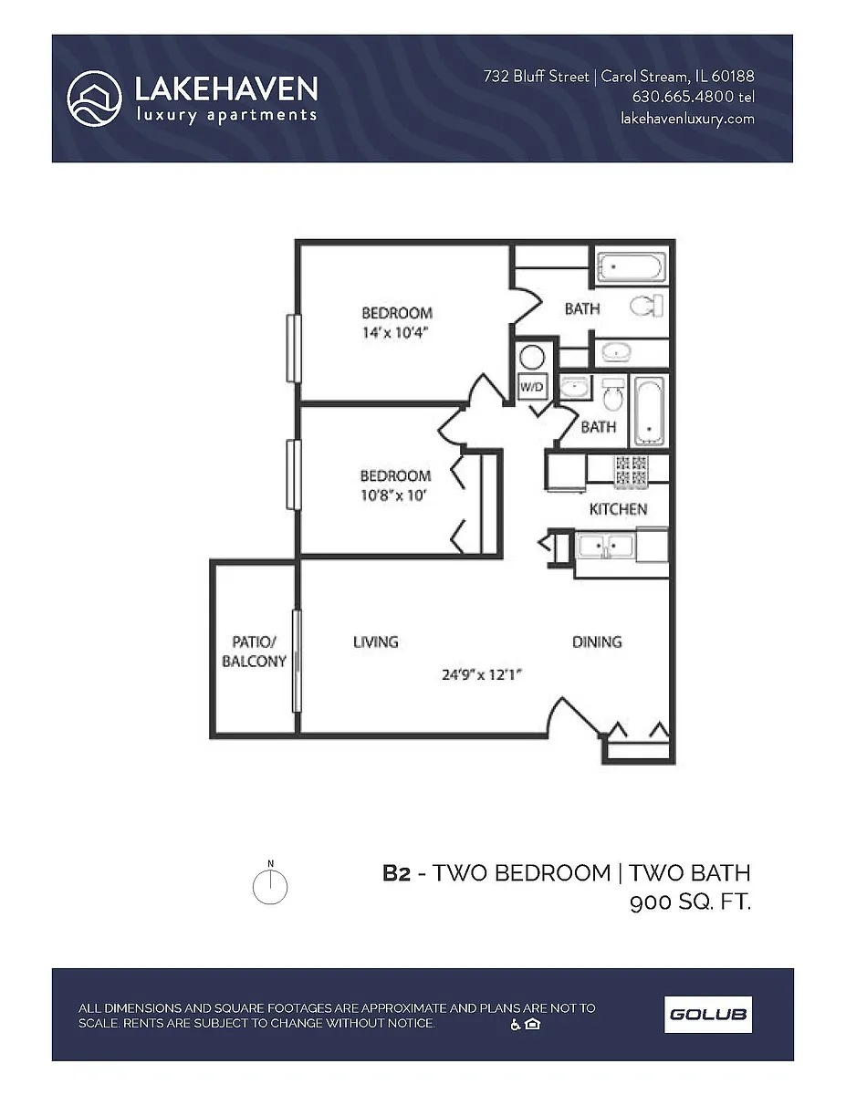 Floor plan 2 Bed 2 Bath (340b2r) Renovated