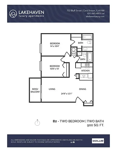 Floor plan 2 Bed 2 Bath (340b2r) Renovated
