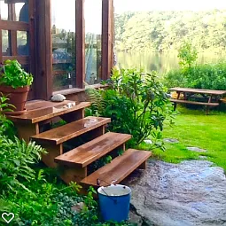 Heading into porch.