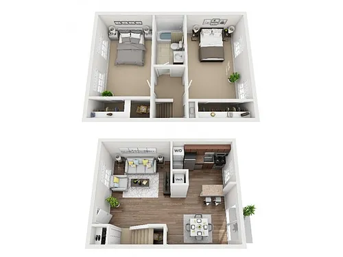 Floor plan 2 Bed Deluxe Townhome