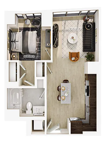 Floor plan 1 Bed/1 Bath-A10