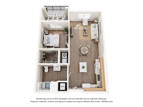 Floor plan 1AA (Wheelchair Accessible)