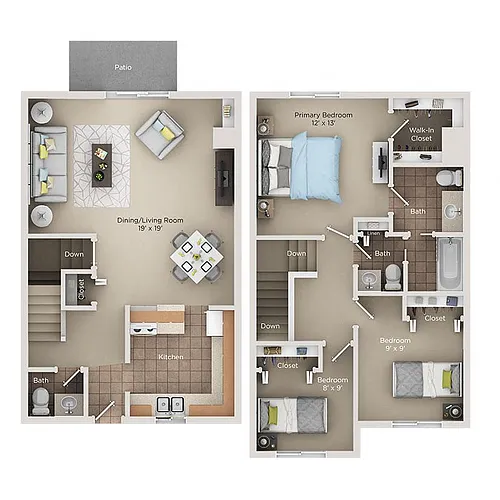 Floor plan 3-Bedroom Townhome