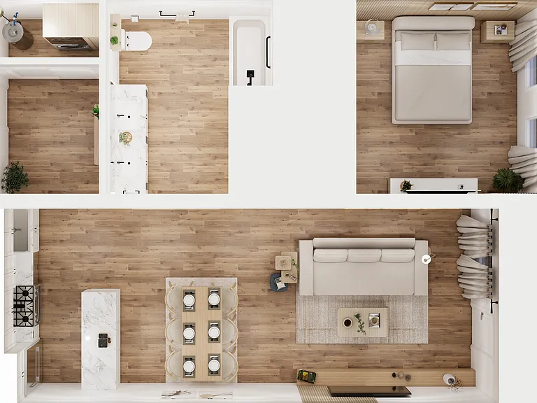 Rendering of 1 bedroom