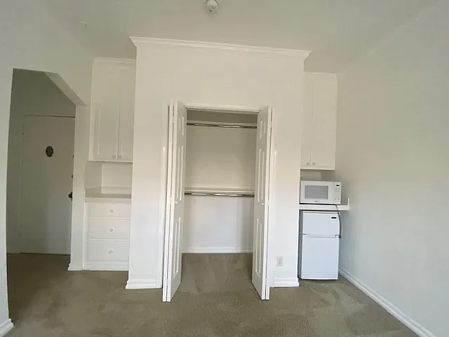 Closet, cabinet and refrigerator & microwave