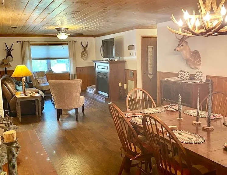 Family dinning area open concept one level floor plan.