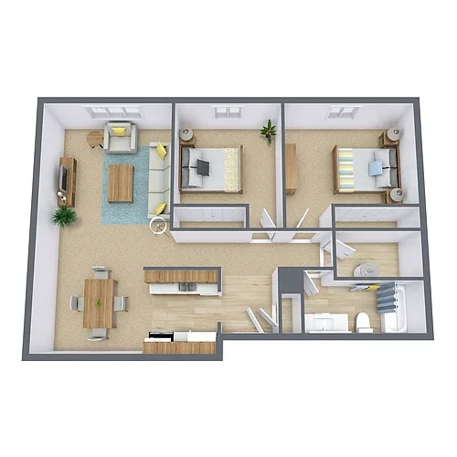 Floor plan Two Bedroom 21A